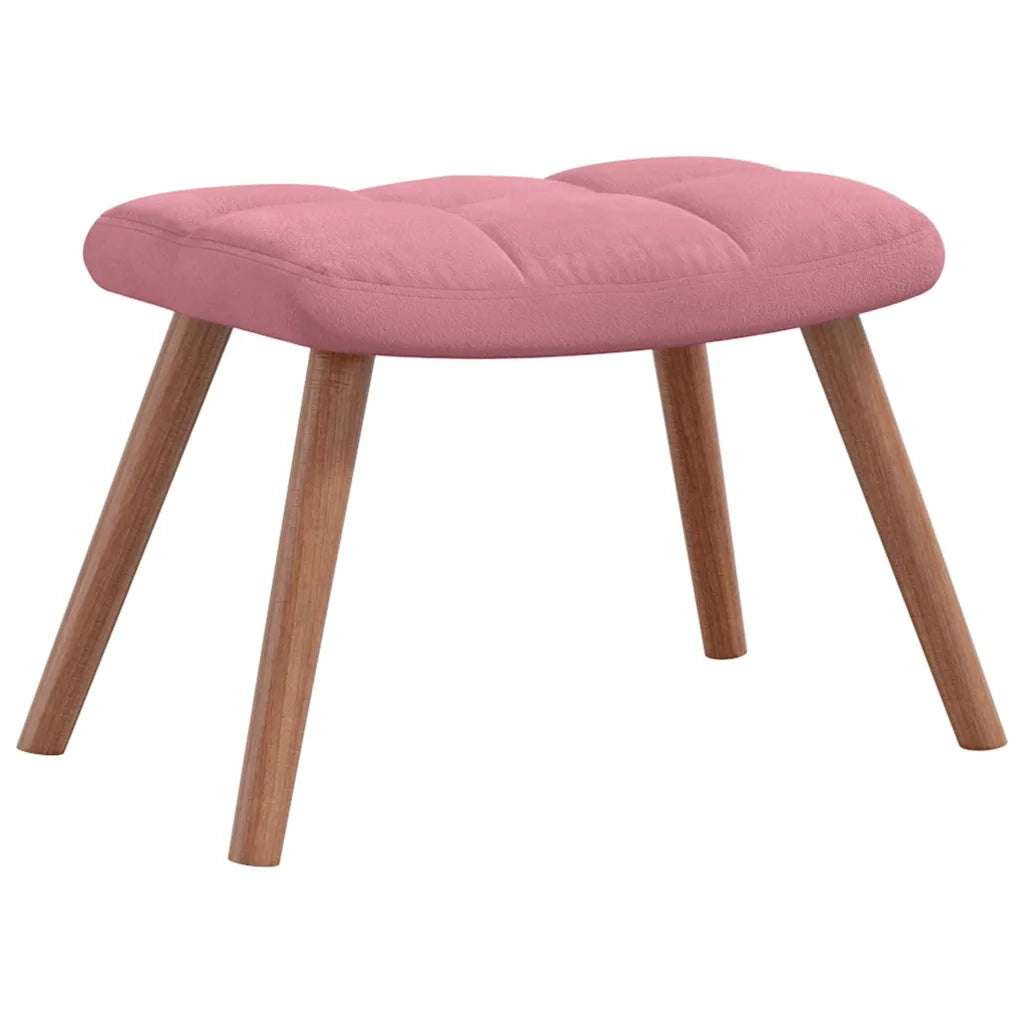 Divano Sedia-Poltrona Relax con Poggiapiedi Rosa in Velluto 250796
