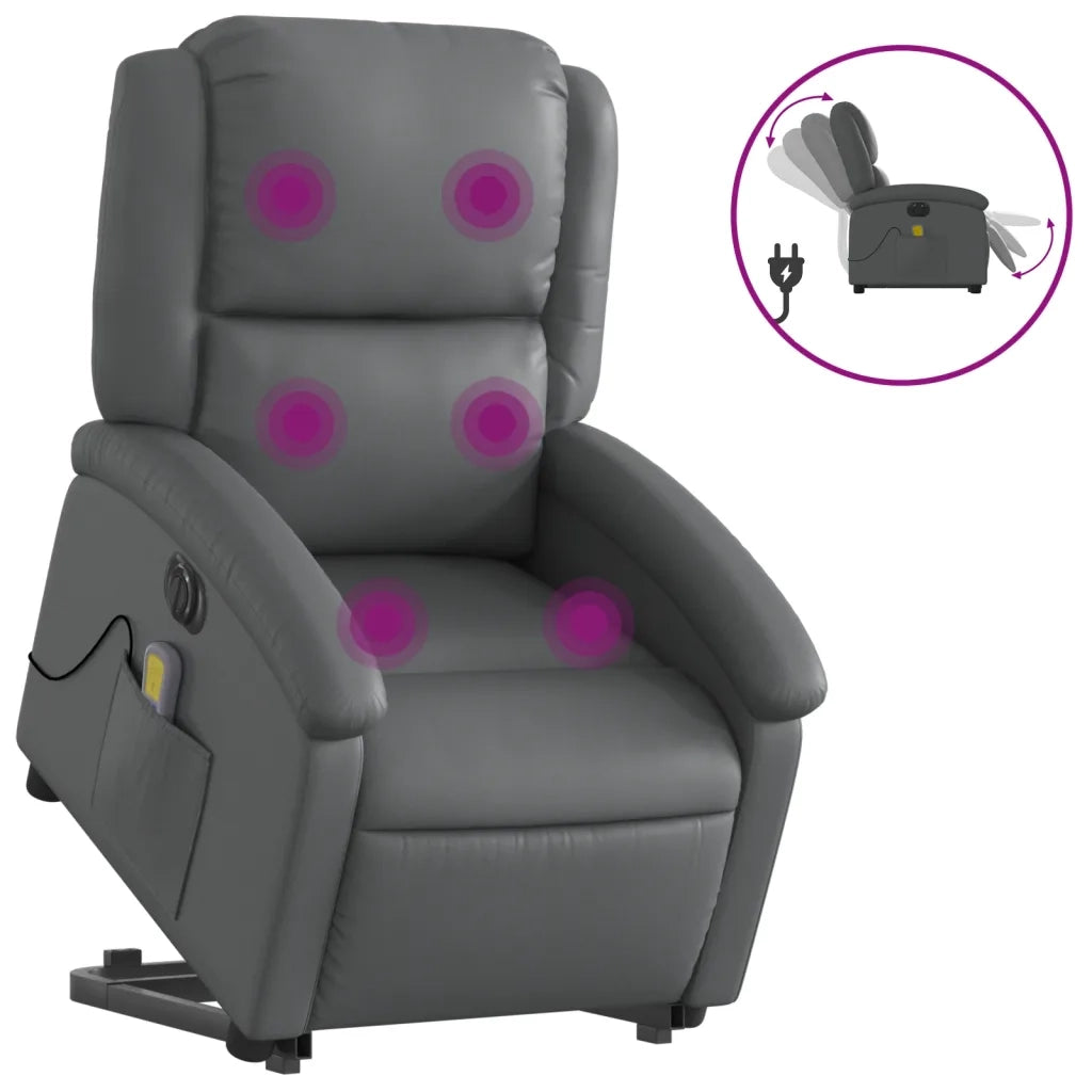 Poltrona Alzapersona Elettrica Reclinabile Grigio in Similpelle 3204250