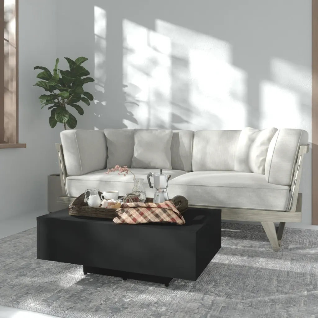 Tavolino da Salotto Nero 85x55x31 cm in Legno Multistrato 803381