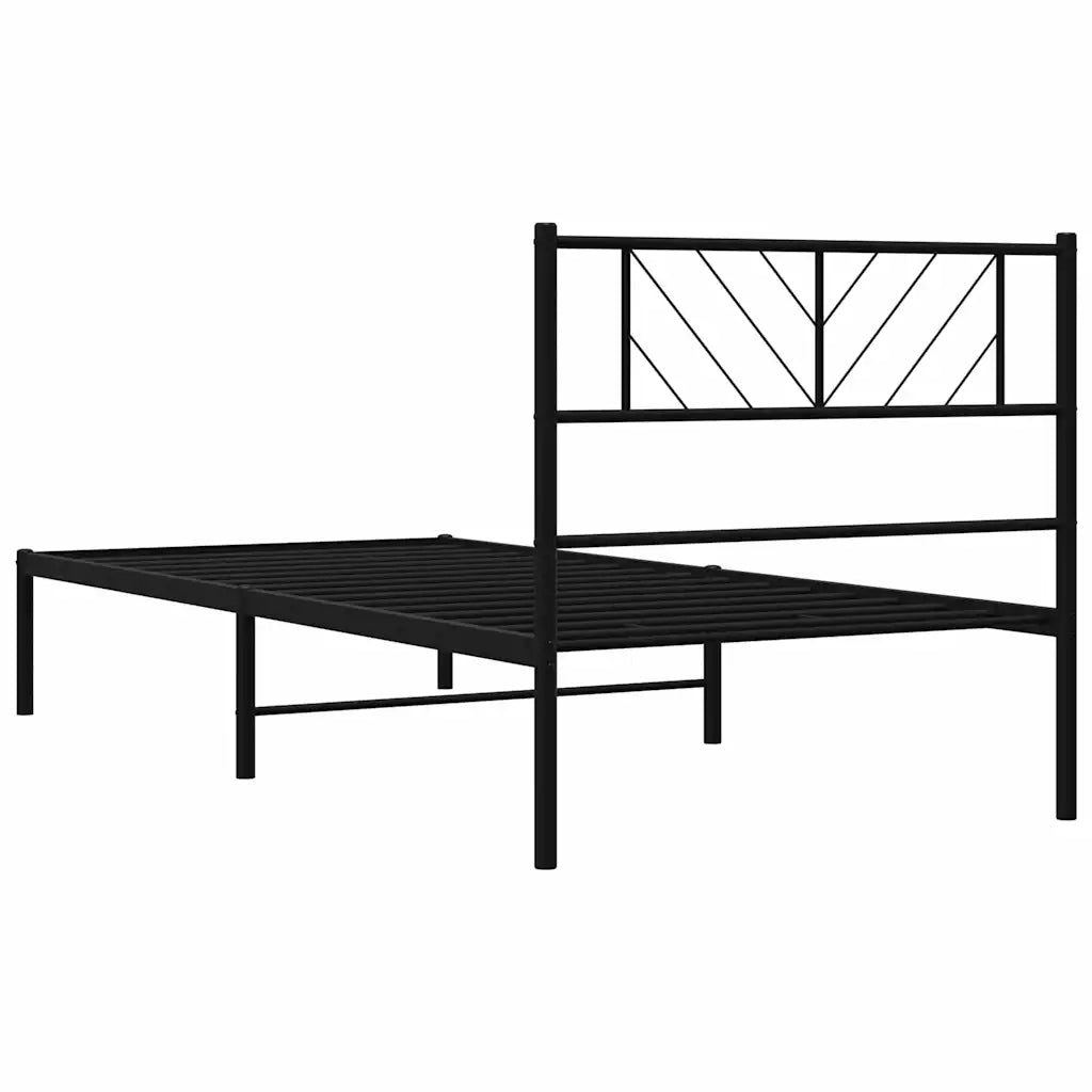 Letto singolo | Letto per adulti | Giroletto con Testiera in Metallo Nero 107x203 cm