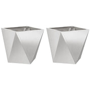 2 pz Fioriera | Cassetta per fiori | Vaso Argento 40 x 40 x 40 cm Acciaio inossidabile