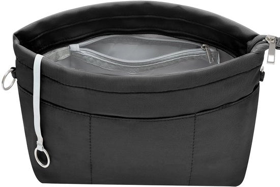 Organizzatore di Taschi per Borse con Borse in Borse, Taschi Interni con Chiusura e Cerniera per Borse con Cinturino, Nero, Grande
