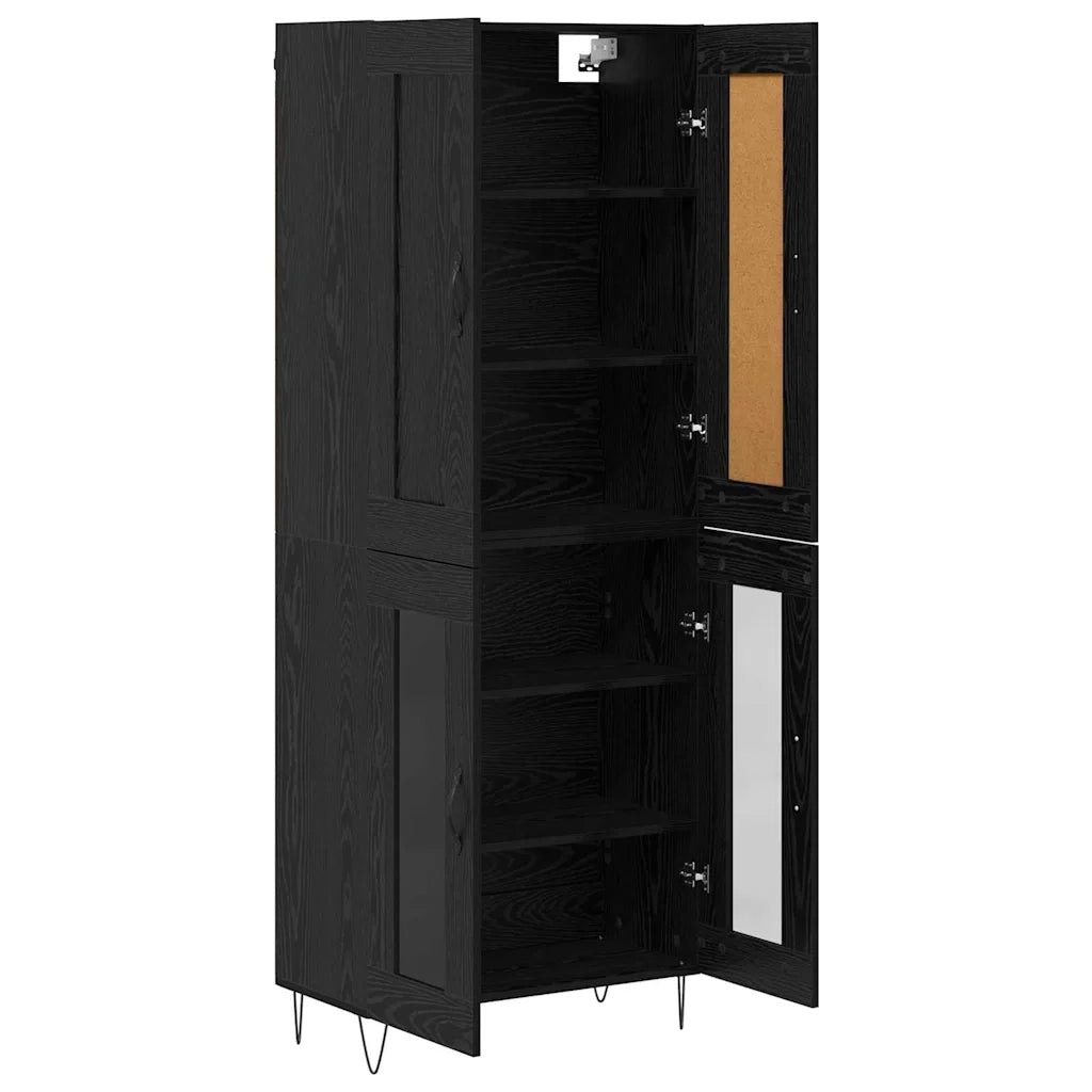 Credenza-Buffet-Armadio da cucina Rovere Nero 69,5 x 34 x 180 cm Legno multistrato 443139