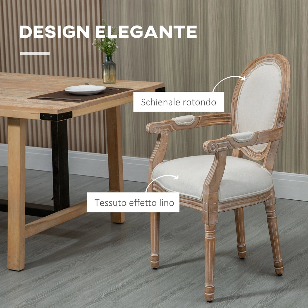 Sedia da Salotto Imbottita con Rivestimento in Tessuto ¨C Minimal ¨C 56x56x96cm, Bianco Crema