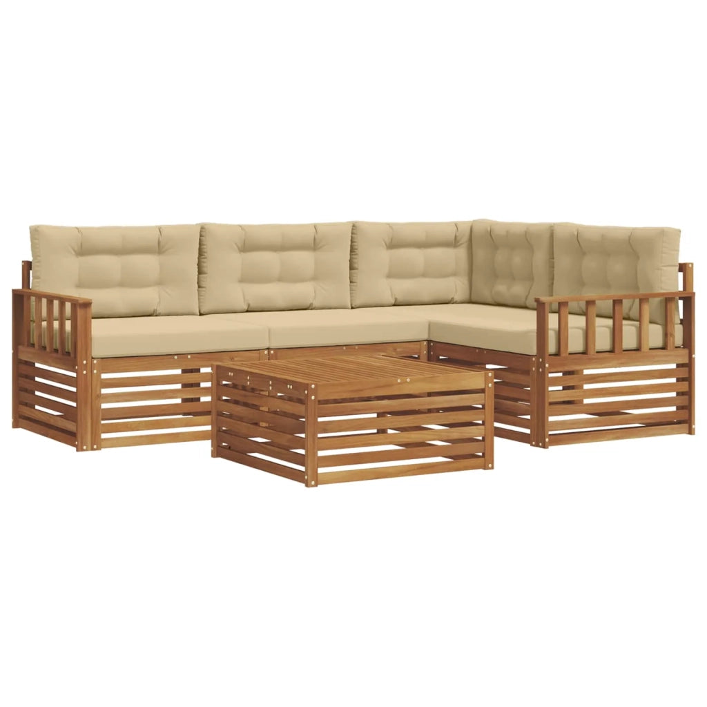 Set di divani da esterno con cuscino 5 pcs Naturale e Beige 3373413