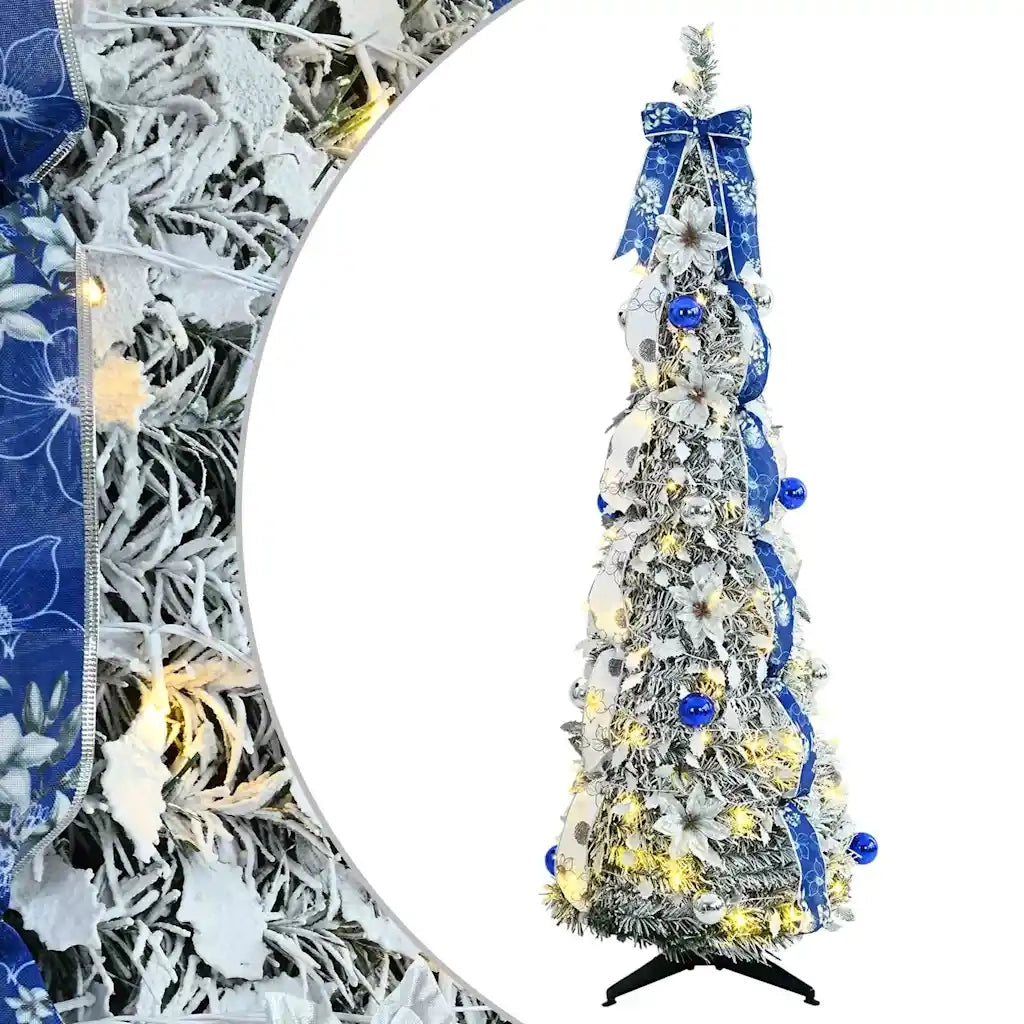 Albero di Natale | Decorazioni natalizie artificiale con 100 LED Bianco 150 cm PVC