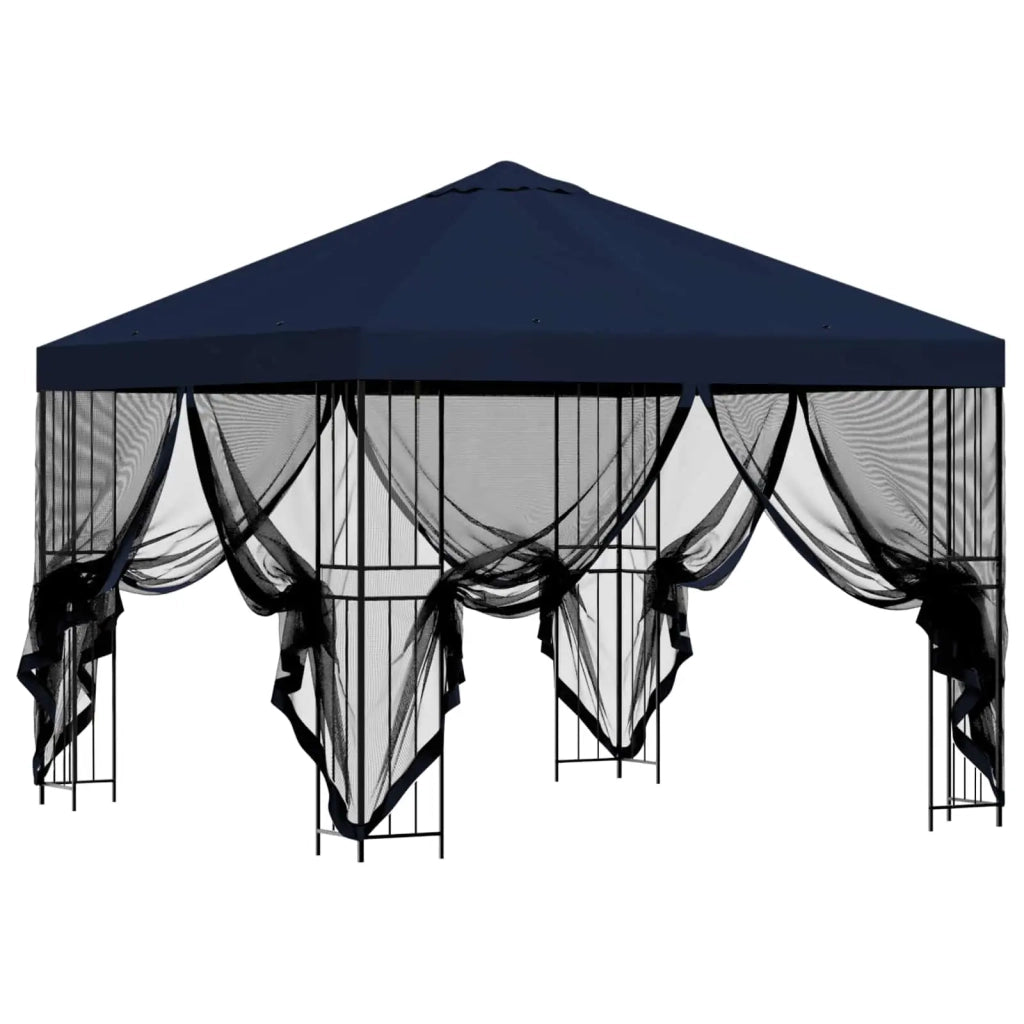 Gazebo | Pergolato da giardino con pareti laterali 3 x 3 m Blu
