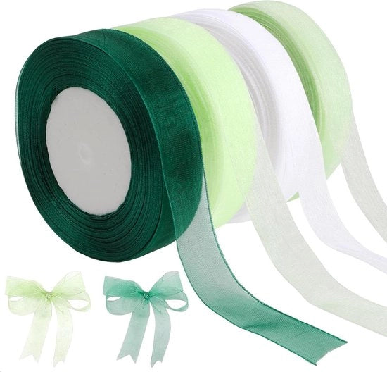 Tessuto di Organza a Rulli 2cm x 45 m Largo tessuto satino verde trasparente Cadeaulint per Matrimonio Attrezzi Decorativi Feste Borse da Fiore Lavatrice