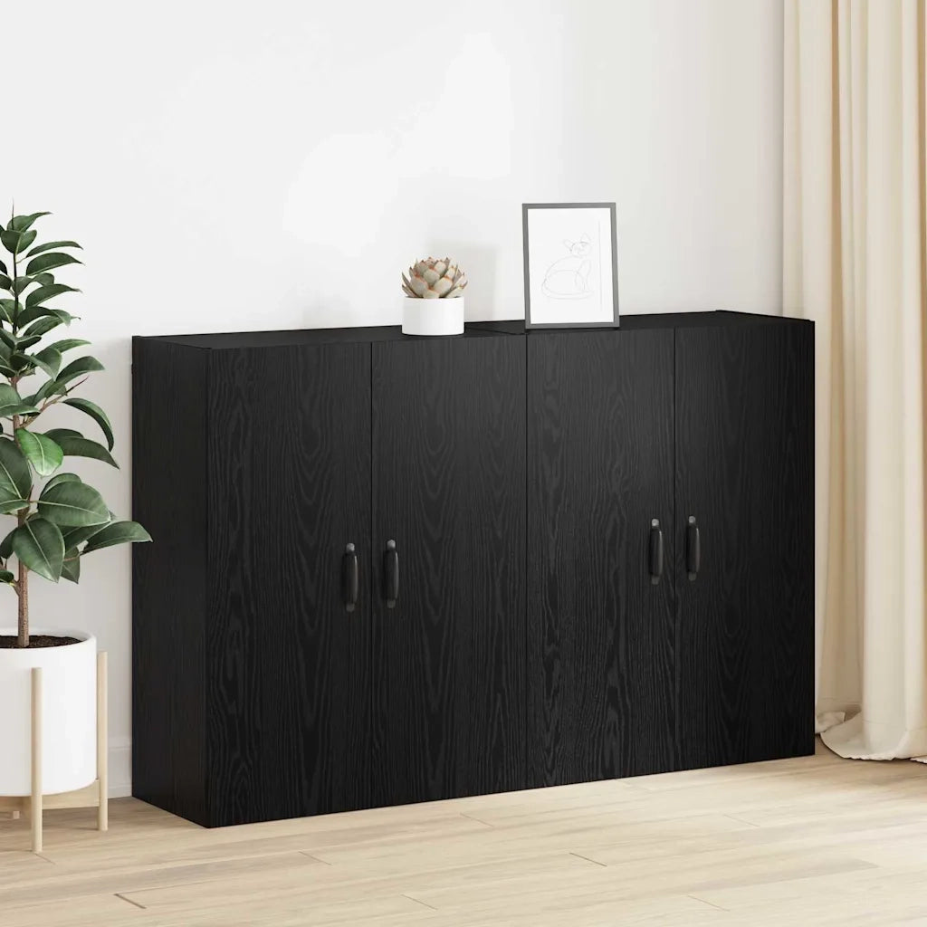 Mobiletto a muro 2 pcs Rovere Nero 69,5 x 34 x 90 cm