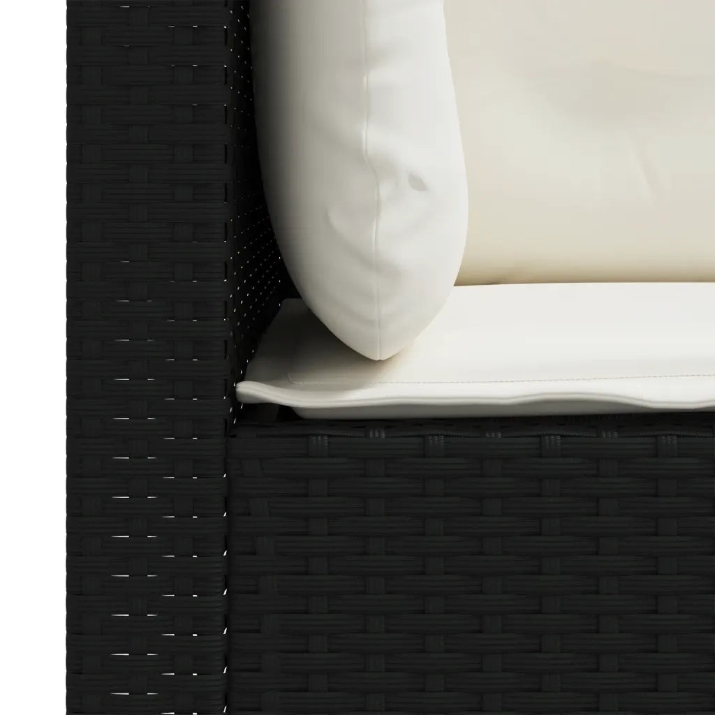 Divano da Giardino a 3 Posti con Cuscini-Sofa da Giardino-Divano da esterno Nero in Polyrattan 108380