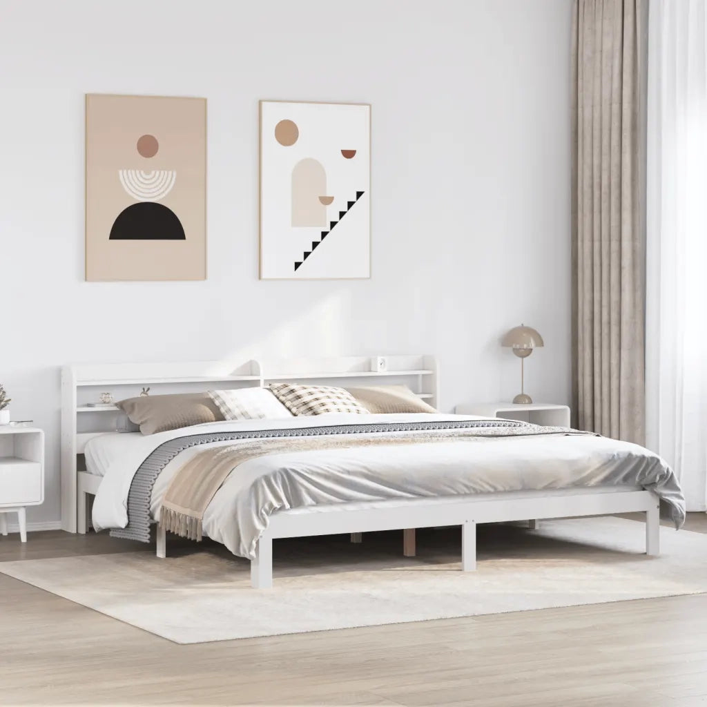 Giroletto con Testiera senza Materasso-Struttura Letto Bianco 200x200 cm 351469