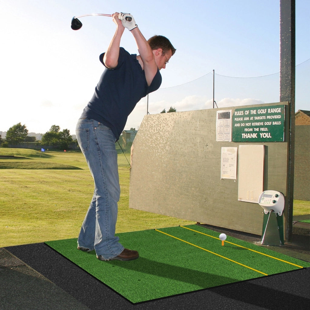 Tappetino golf con 2 punte da golf 2 astine di allineamento fori preforati, Tappetino in erba sintetica 152x92x2,7cm-Golf