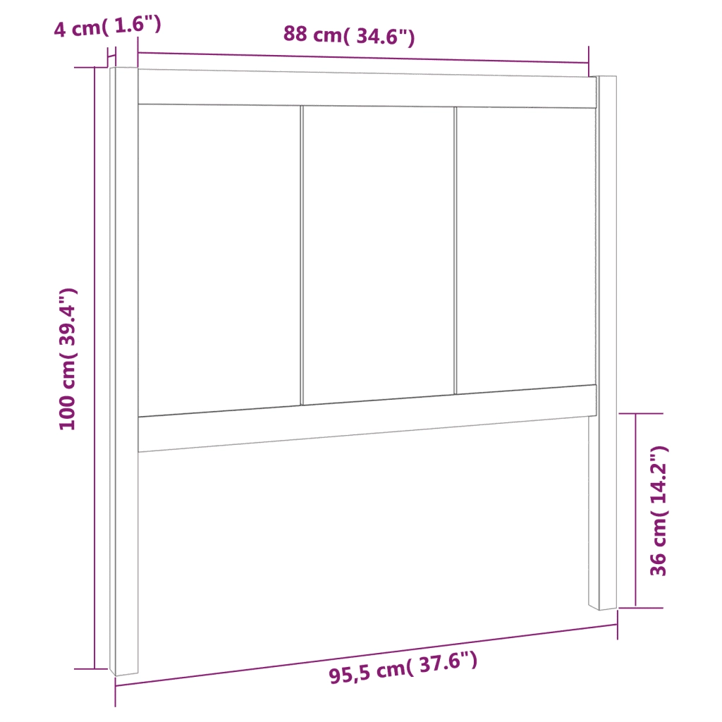 Testiera per Letto-Testata-Testiera Decorativa Nera 95,5x4x100 cm in Legno Massello di Pino 181261