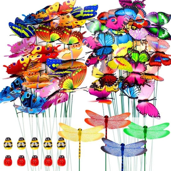 Decorazioni per Insetti da Giardino - Set da 60 pezzi - Colorati - Per Giardino e Terrazza