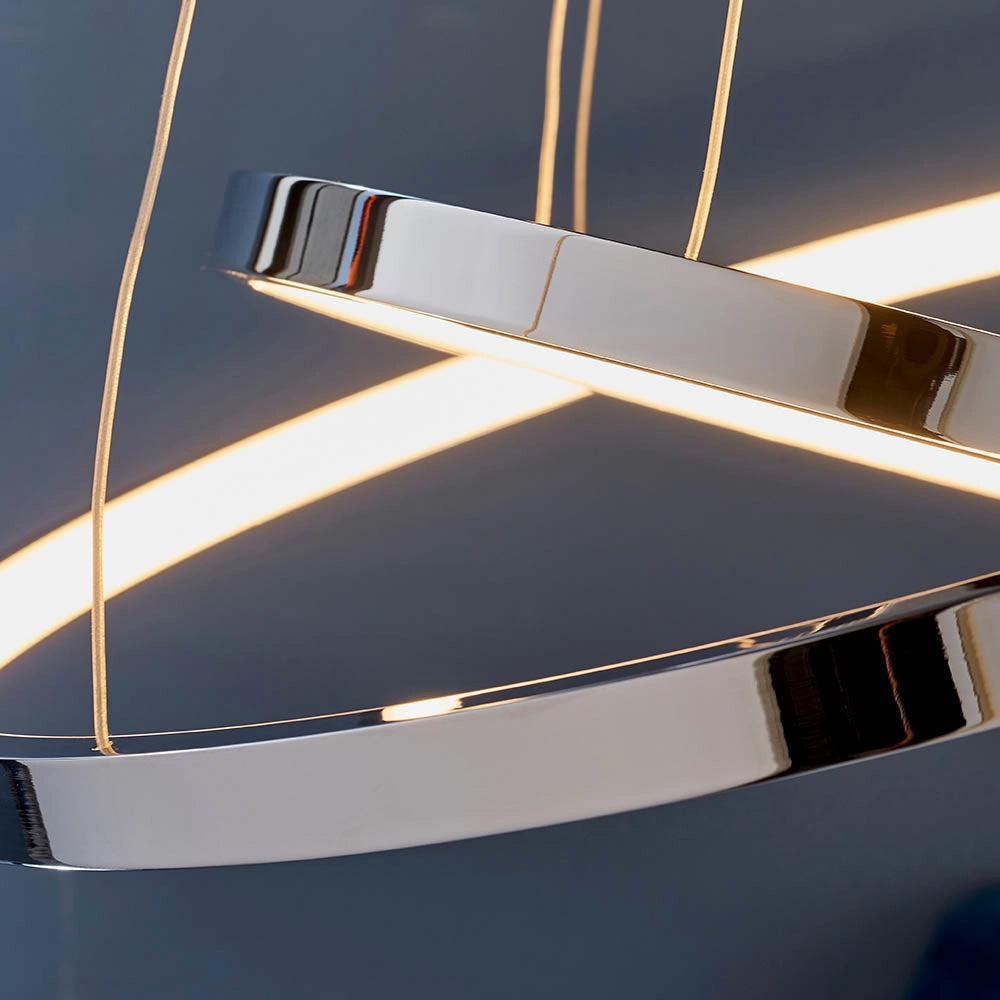 Lampada a sospensione LED anelli cromo 28W Endon KLINE