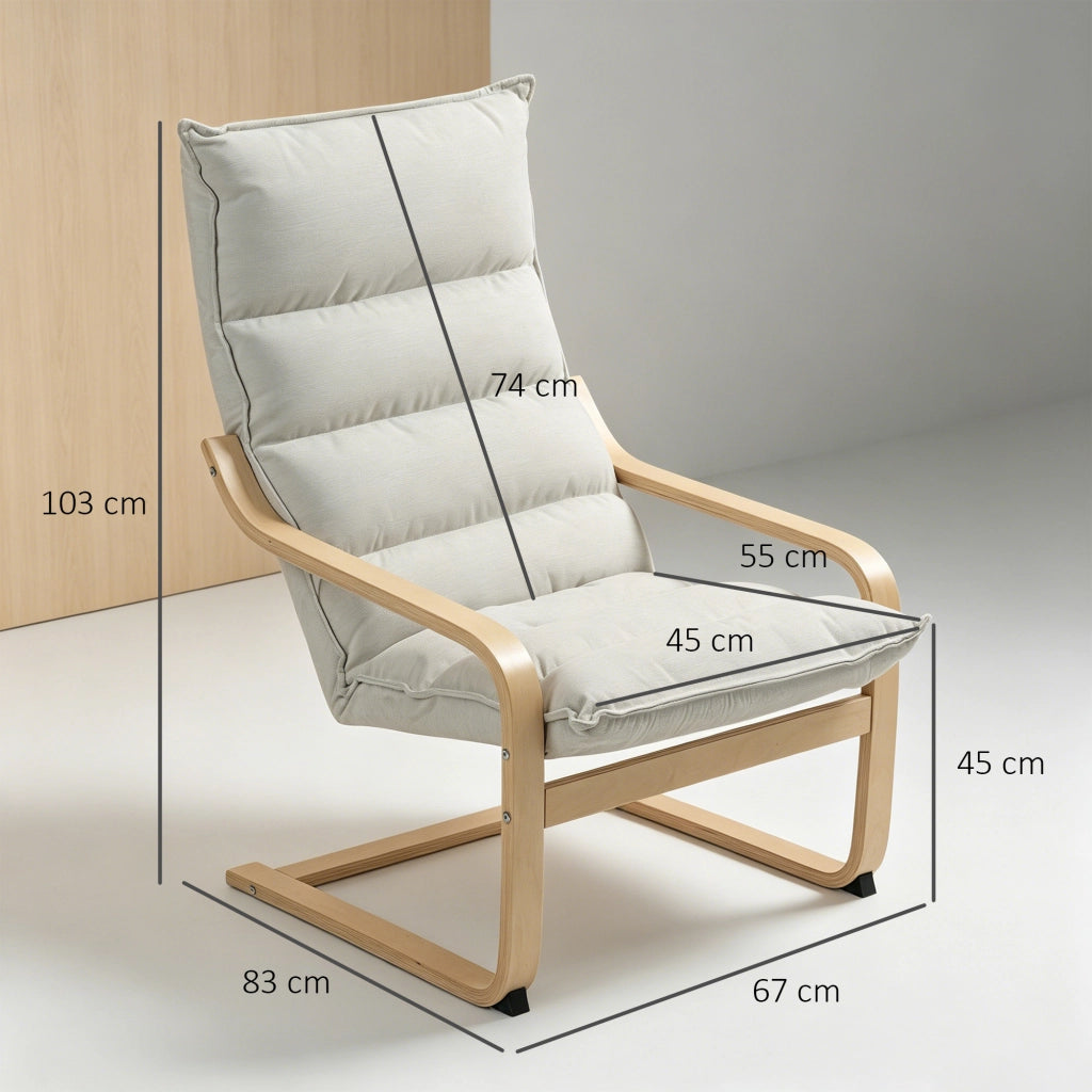 Poltrona Moderna con Schienale Alto Imbottito ¨C zephmum ¨C Terciopelo Crema 67x83x105 cm