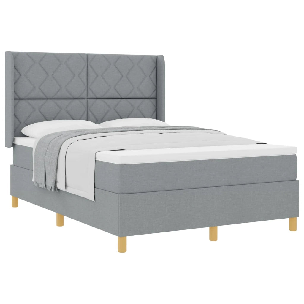 Letto a molle con materasso Grigio chiaro 160 x 200 cm Tessuto