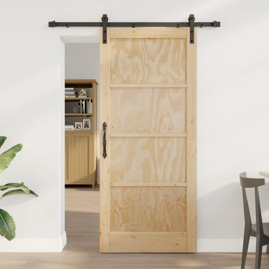Porta scorrevole Naturale 86 x 198,5 cm Legno Massello di Pino 3445438