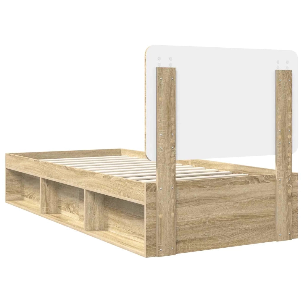 Letto singolo | Letto per adulti | Struttura del letto Rovere Sonoma 75 x 190 cm Pino massello