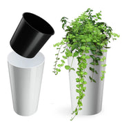 Vaso da fiori KADAX 26 cm con coperchio e inserto, in plastica bianca.