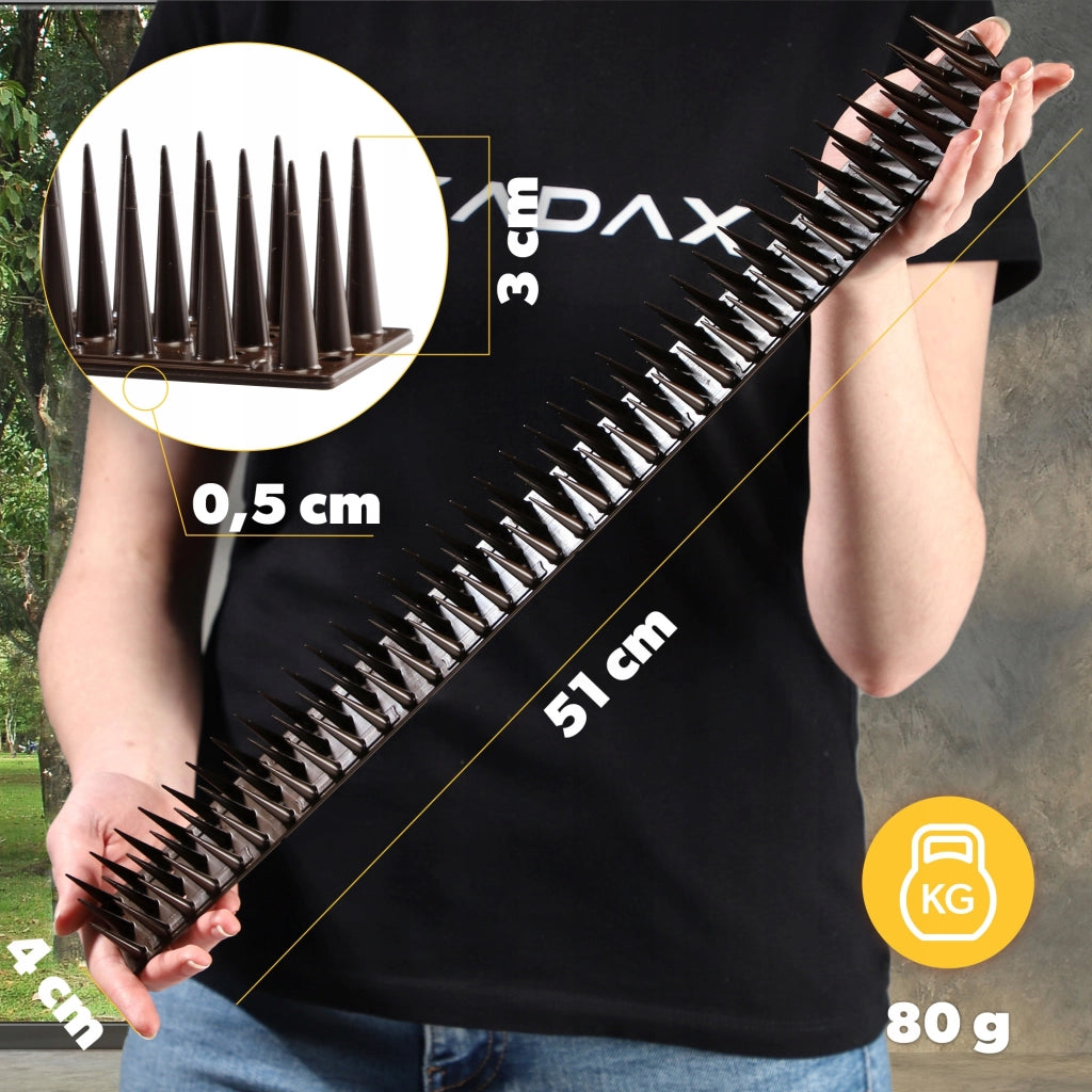 KADAX Punte dissuasive per uccelli e piccioni, striscia di plastica resistente e densa da 51 cm.