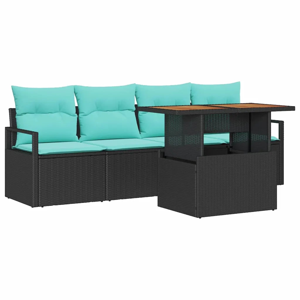 Set Divano da Giardino con cuscino 5 pcs Nero e blu 3349647