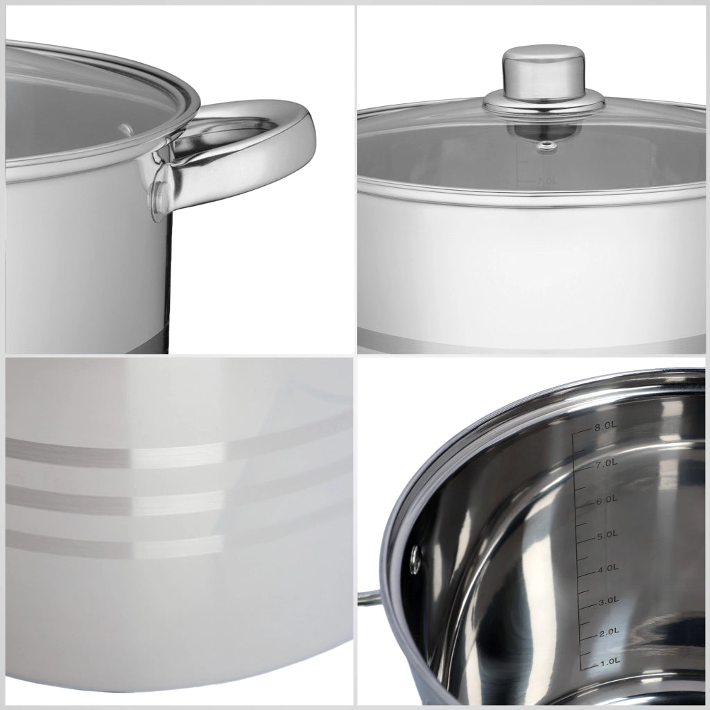 Pentola a induzione grande in acciaio inox KADAX con coperchio, gas, 26 cm, 11 l, alta