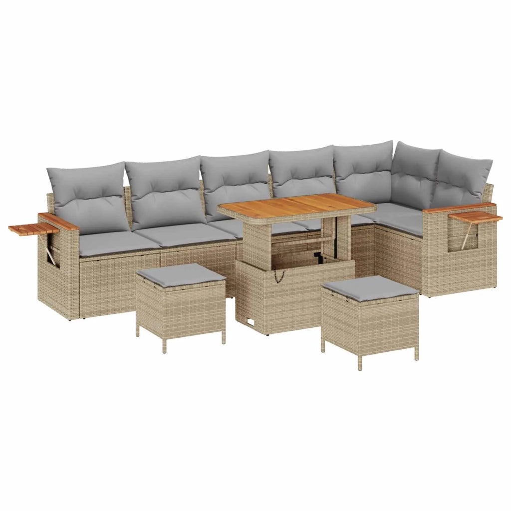 Set Divano da Giardino 9 pcs Beige polyrattan 3363067