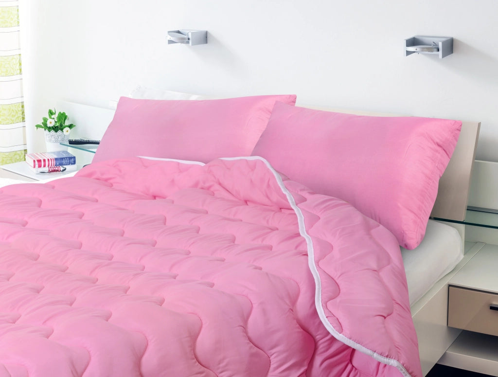 AIO FACTORY Piumino 220x240 cm Rosa Cuscino in Microfibra Antiallergico