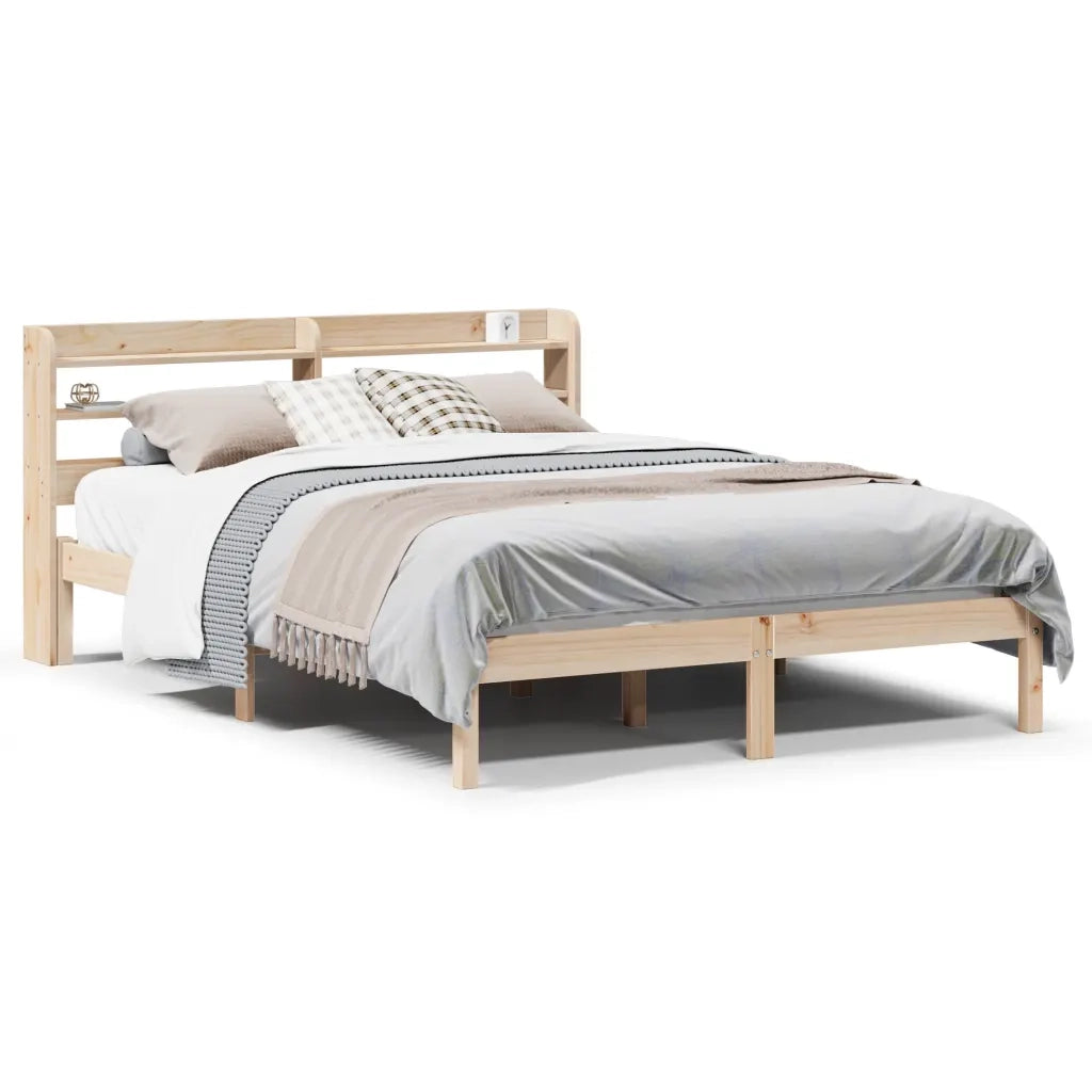 Letto matrimoniale | Letto per adulti | Letto senza Materasso 150x200 cm in Legno Massello di Pino