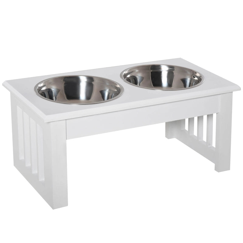 Stazione di alimentazione per cani, antiscivolo, 44 x 24 x 15 cm, bianca, 0,9 l per ciotola