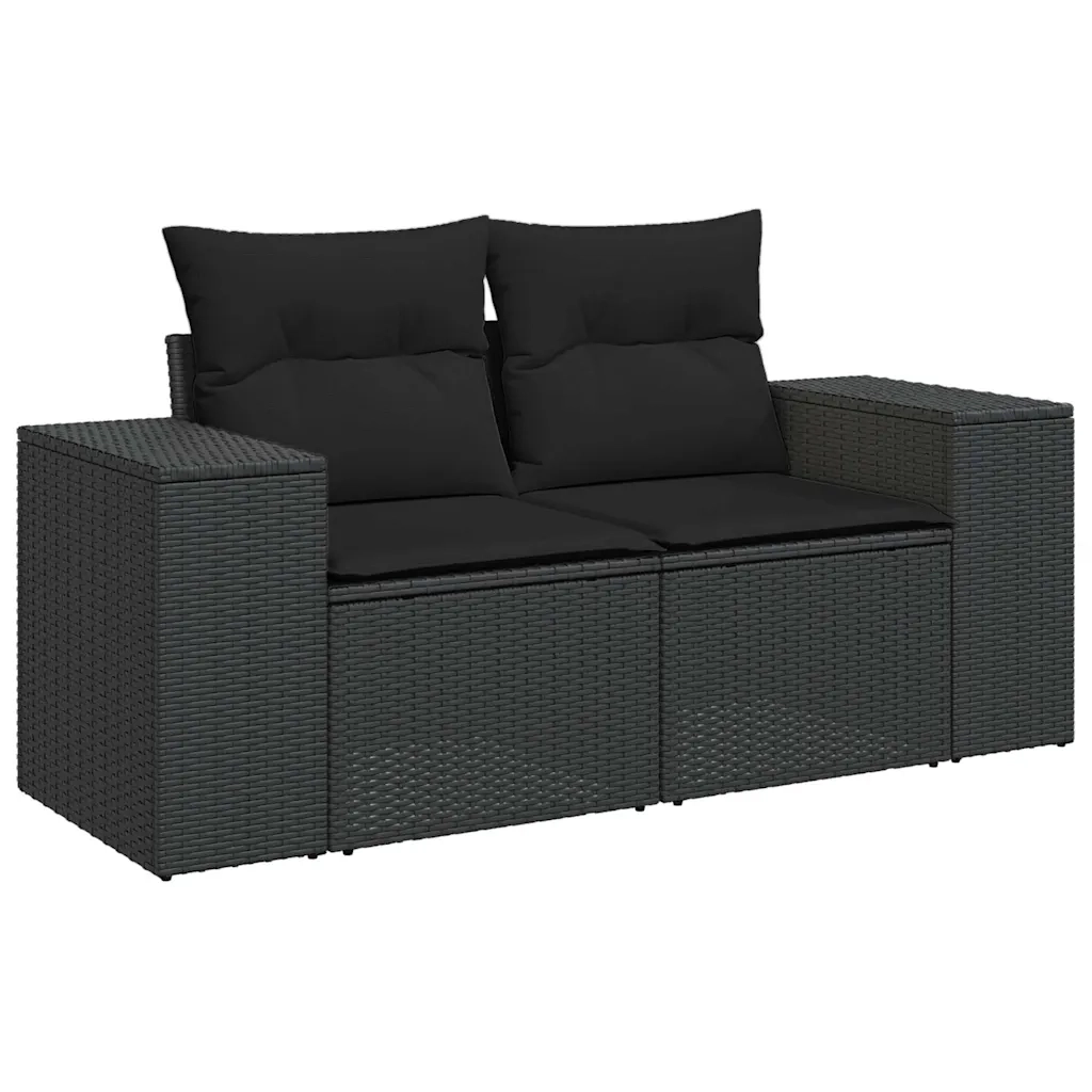Set Divano da Giardino 6 pz con Cuscini Nero in Polyrattan 3222584
