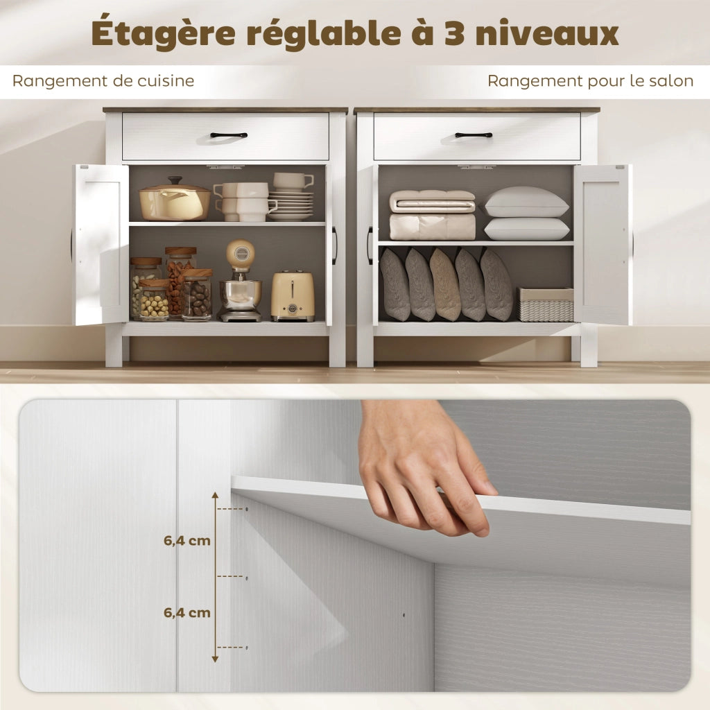 Mobile buffet salvaspazio ¨C Xylo ¨C 2 ante stile fienile, cassetto, ripiano regolabile, 77x39,3x81,5 cm