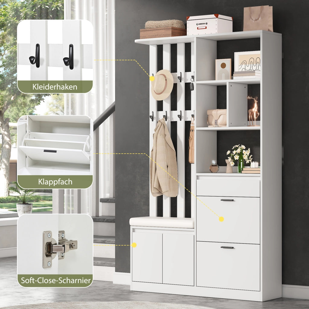 ARMADIO DA INGRESSO 120x30x200 cm in MDF bianco