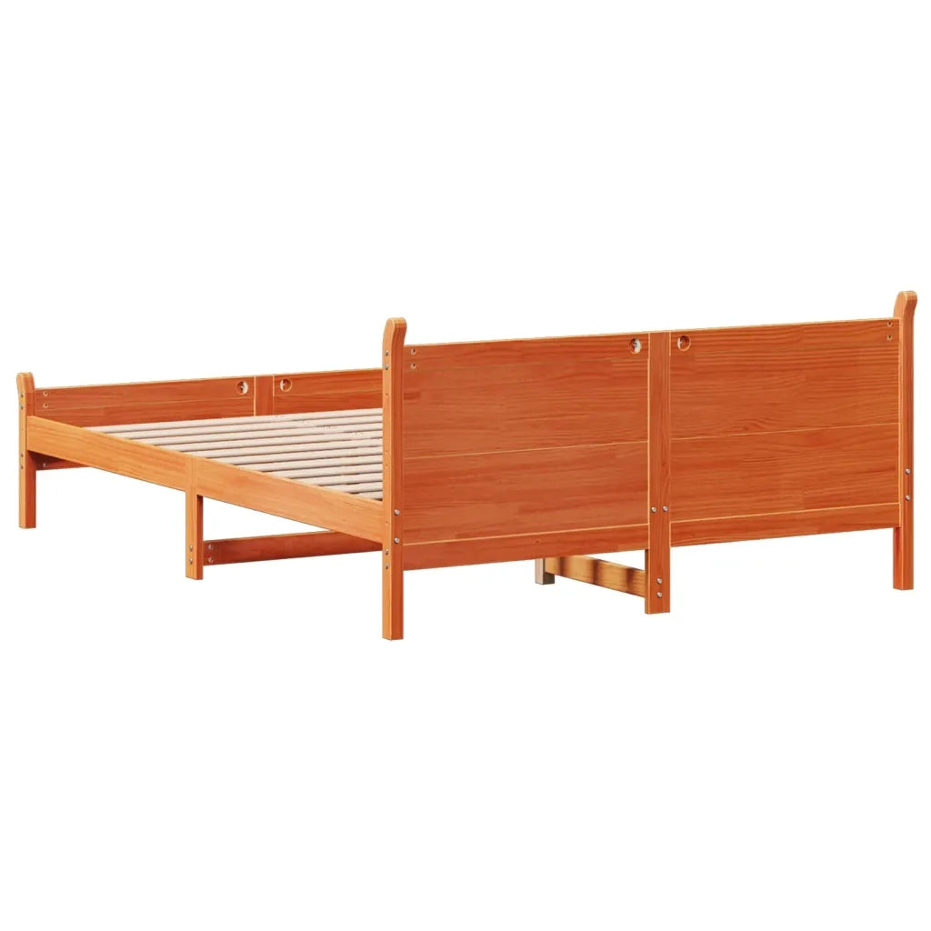 Giroletto senza Materasso-Struttura Letto Marrone Cera 140x200cm Massello Pino 727522