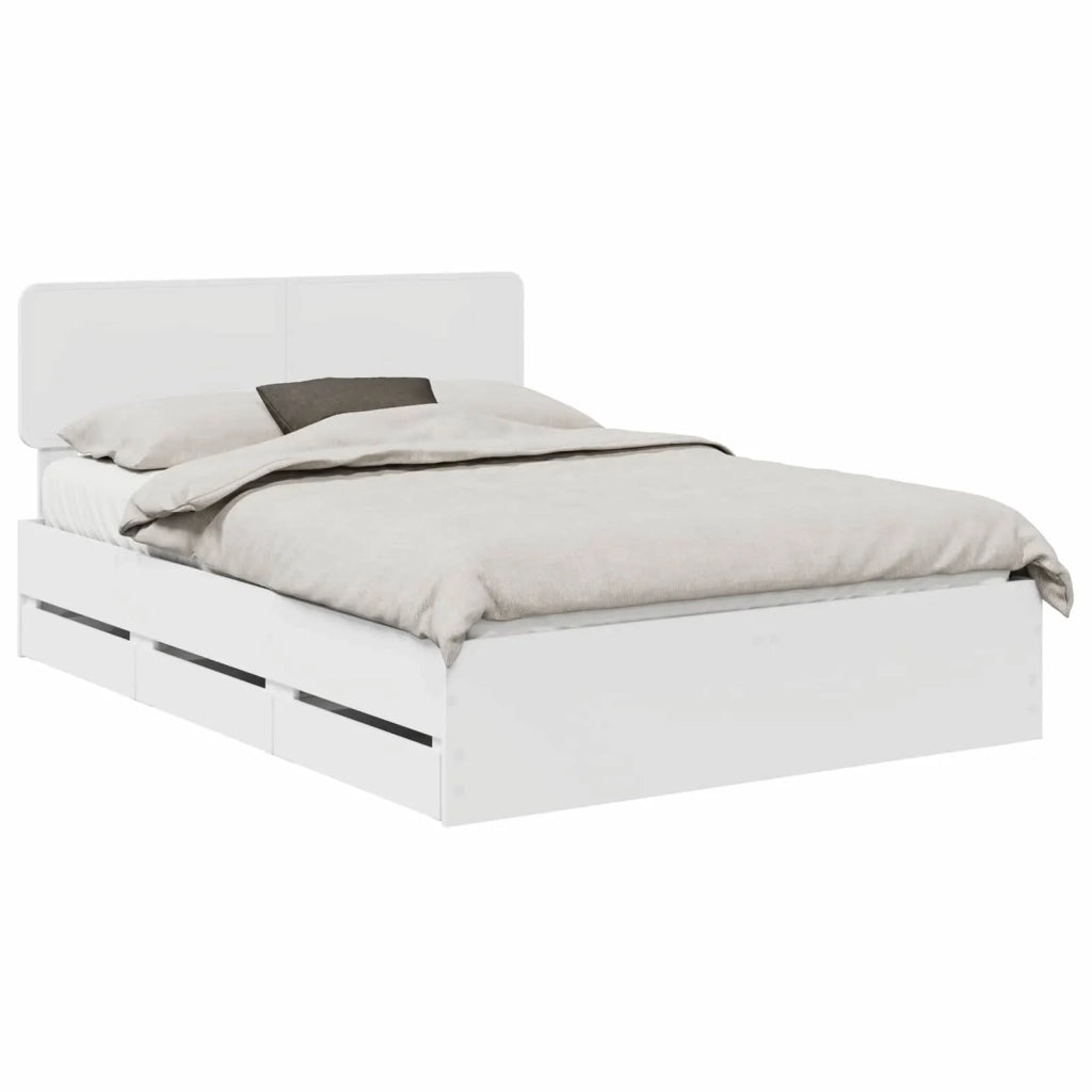Letto matrimoniale | Letto per adulti | Struttura del letto Bianco 160 x 200 cm Legno ingegnerizzato