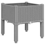 Fioriera | Cassetta per fiori | Vaso da Giardino con Gambe Grigio Chiaro 40x40x42 cm in PP