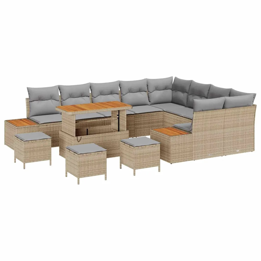 Set Divano da Giardino 13 pcs Beige polyrattan