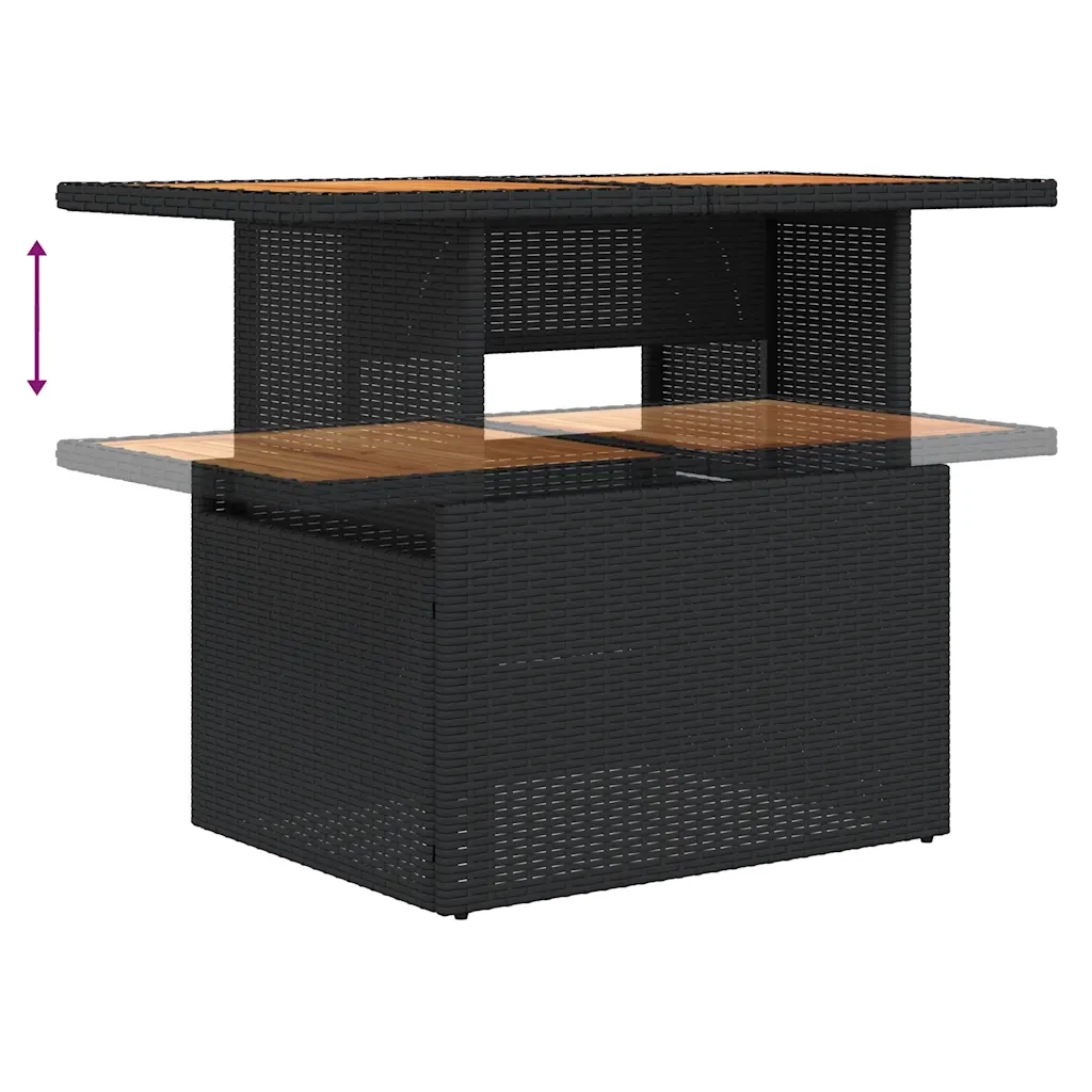 Set Divani da Giardino 9 pz con Cuscini Nero in Polyrattan 3327388