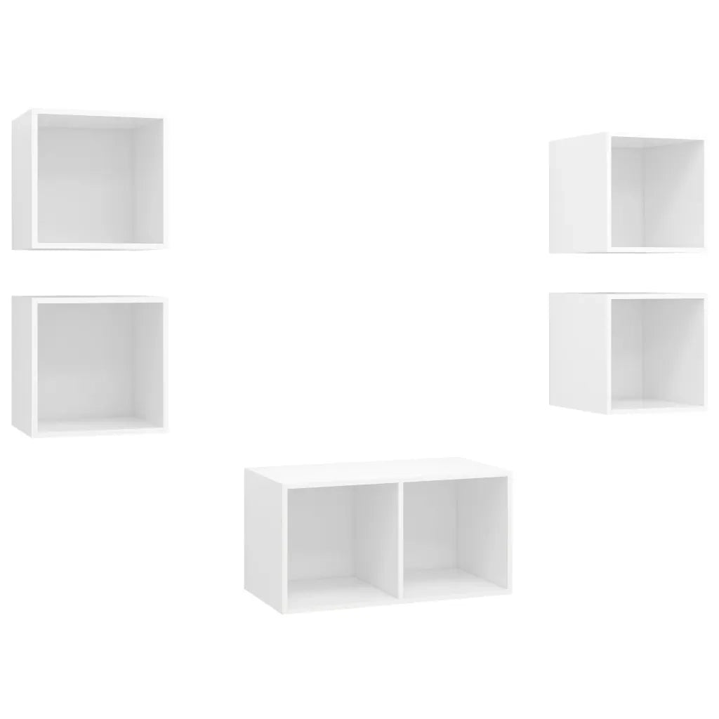 Set Mobili Porta TV 5 pz | Armadietto TV | Mobile Porta TV Bianco in Legno Multistrato