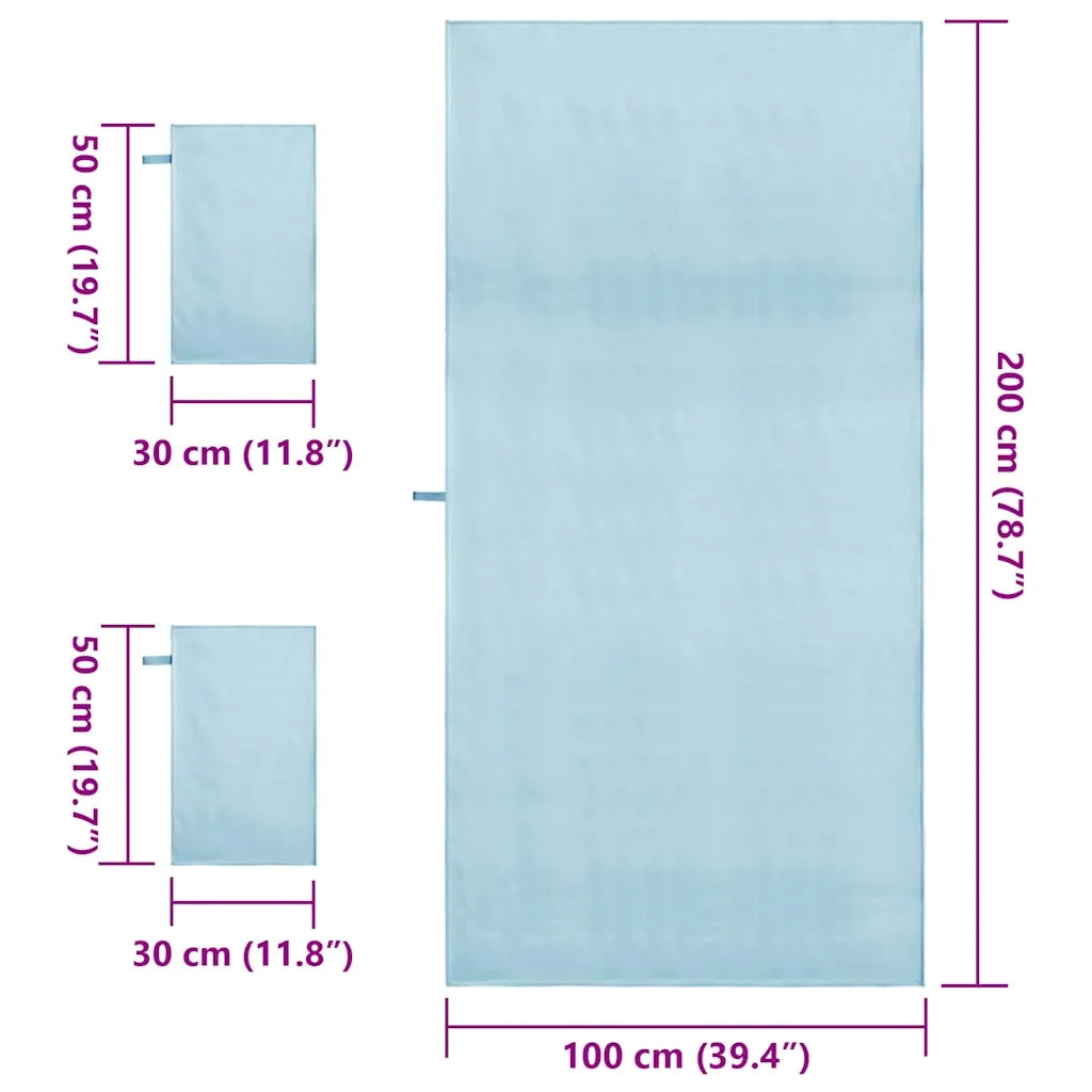 Set di Asciugamani Sportivi 3 pcs Blu Poliestere e poliammide 42011502