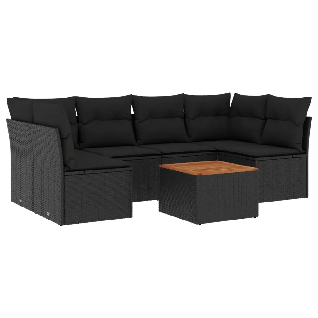 Set Divani da Giardino con Cuscini 7pz Nero Polyrattan 3223556