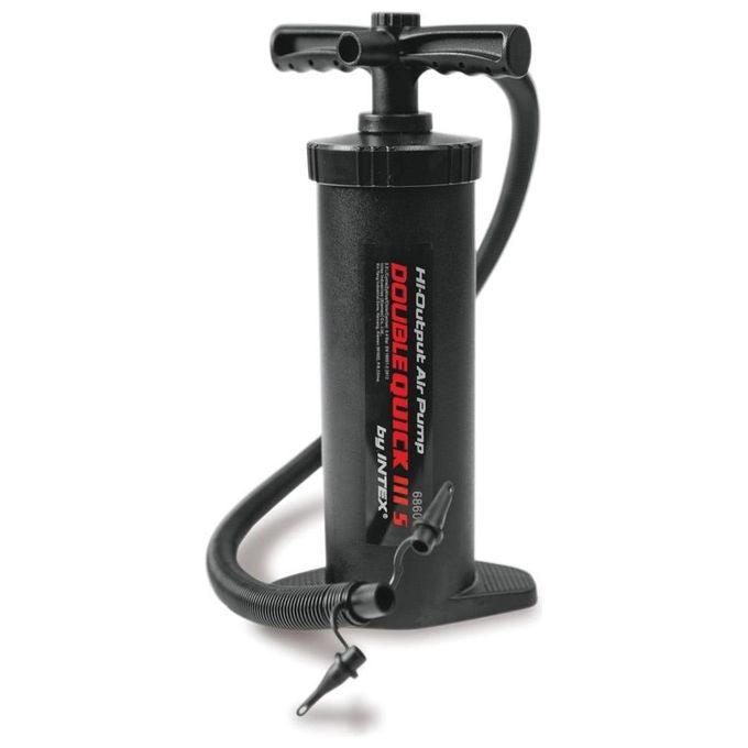 Intex 68605 Pompa a Mano Doppio Flusso Double Quick III S Gonfiabili Doppia Azione 3 Adattatori 37 cm colore Nero
