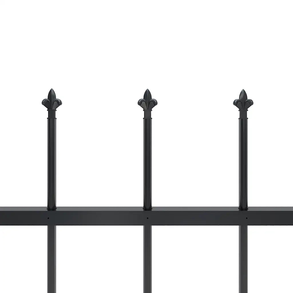 Recinzione da Giardino | Recinzione da cortile con Punta a Lancia in Acciaio 714,5x60 cm Nero