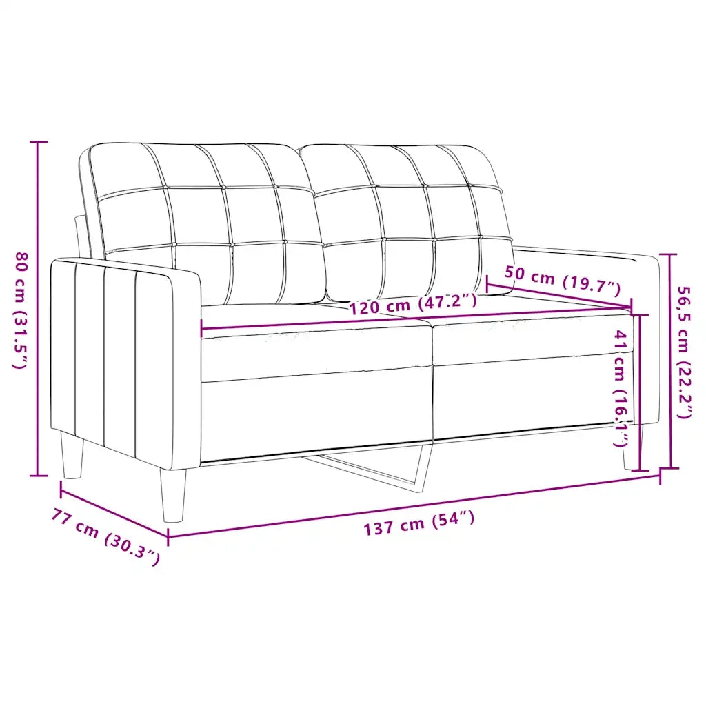 Divano a 2 Posti-Sofa 2 Posti marrone 120 cm in Velluto 381809