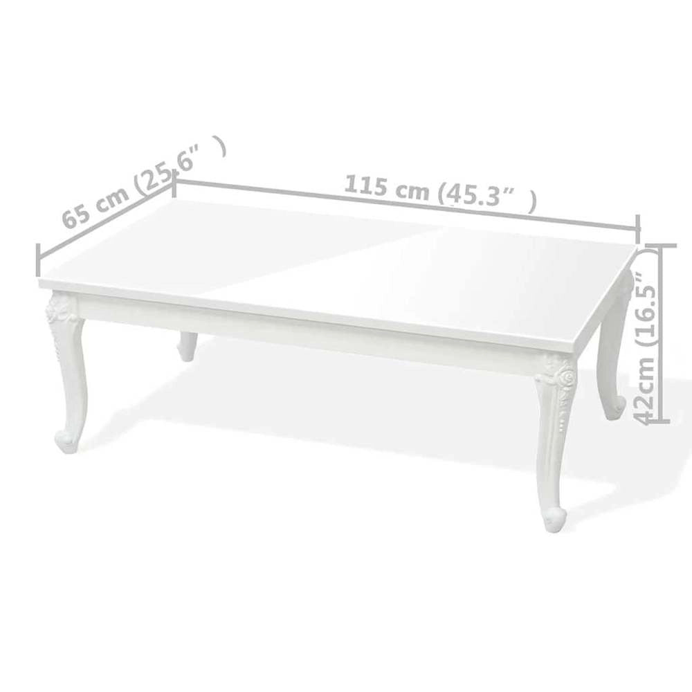 Tavolino da caffè lucido bianco, 115x65x42 cm – ampio e brillante, moderno e funzionale, regalo di tendenza