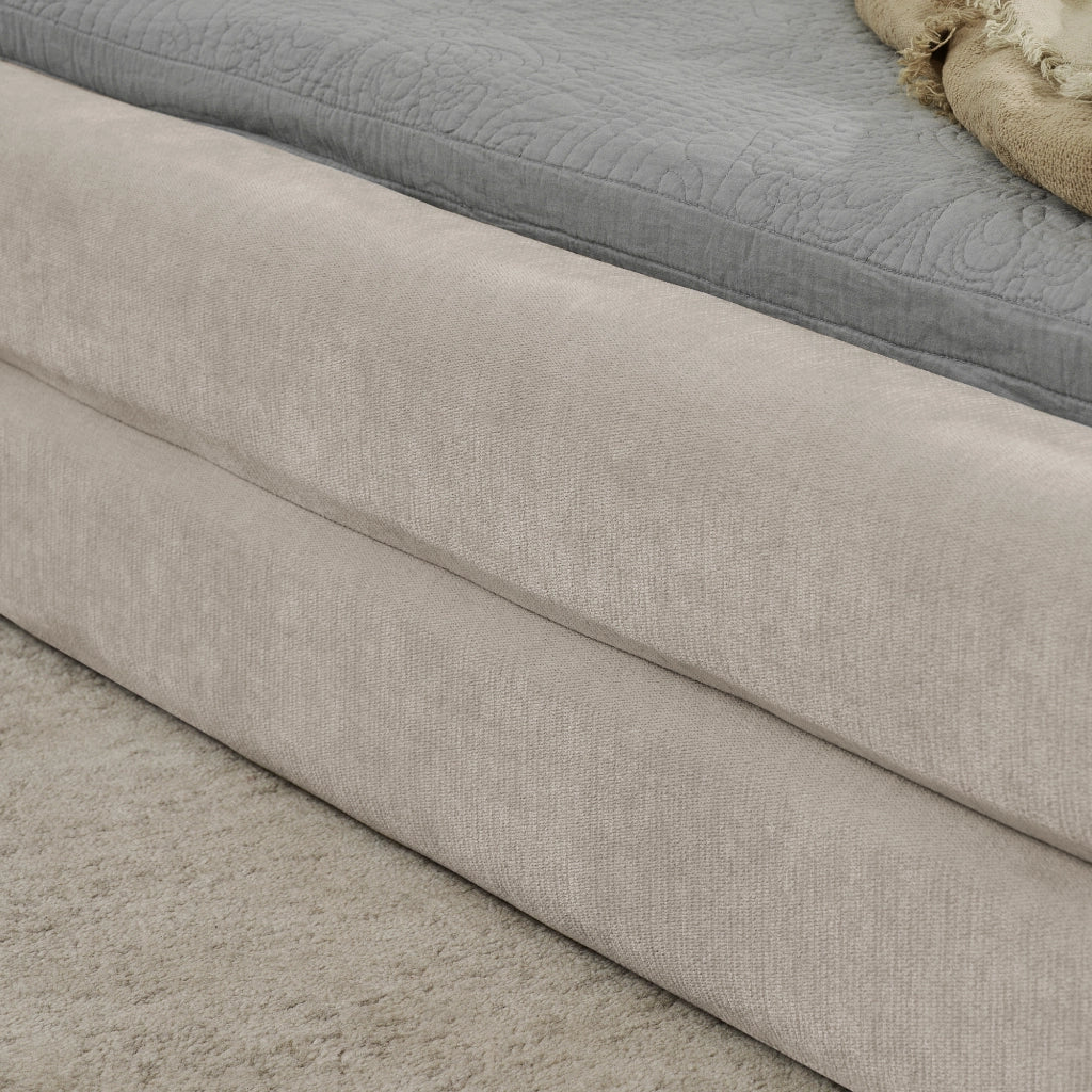 DESMIU Lit matrimoniale 140 × 200 cm con testiera imbottita, senza materasso, in ciniglia, beige