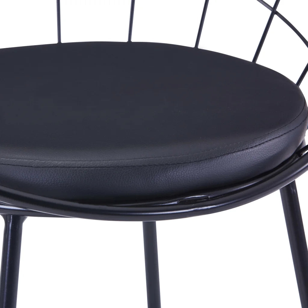 Sedie da Pranzo con Seduta in Similpelle 6 pz Nere in Acciaio 276236