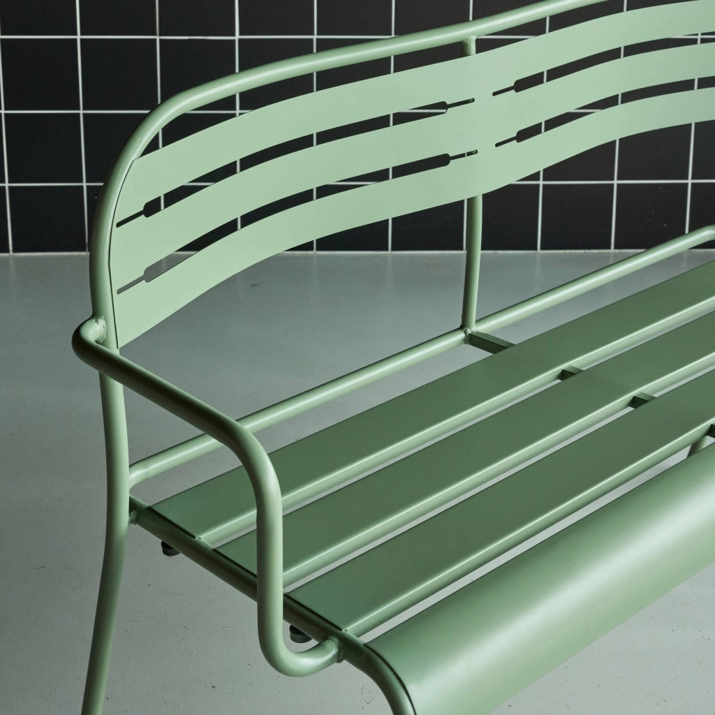 Panca da giardino in acciaio, 2 posti, verde