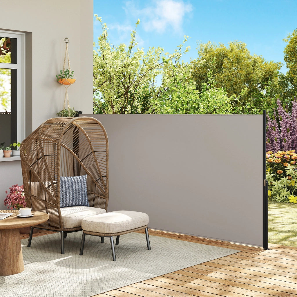 Paravento Rettrattile ¨C Zephmum ¨C Grigio 3x1.4m Polyester Anti UV